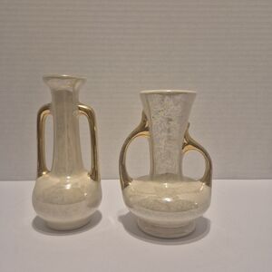 Pearl China Co Cream and Gold Vases